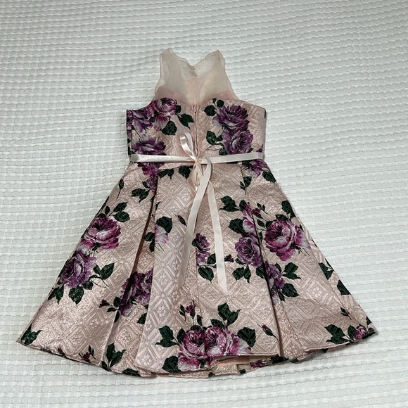Rare Editions Pink/Purple Floral Metallic Box Pleat Dress - Picture 10 of 12